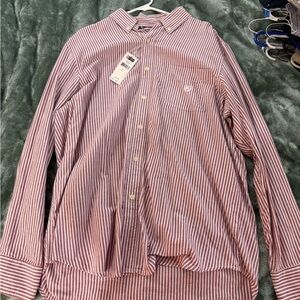 Chaps Red and White Striped Men's Shirt